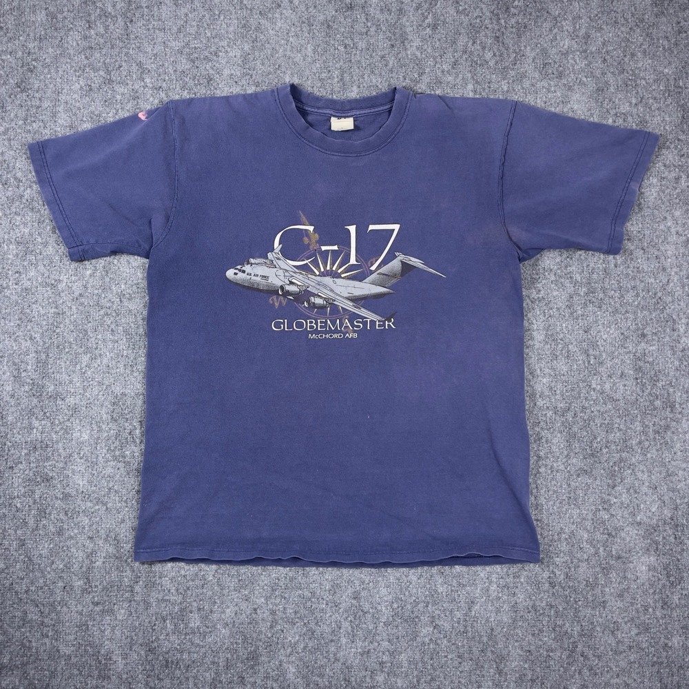 Vintage C-17 Globemaster McChord AFB T-Shirt Mens Large Blue Military USA - Picture 1 of 8